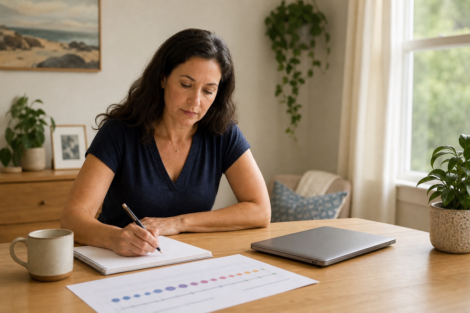 Woman preparing symptom notes before a healthcare appointment