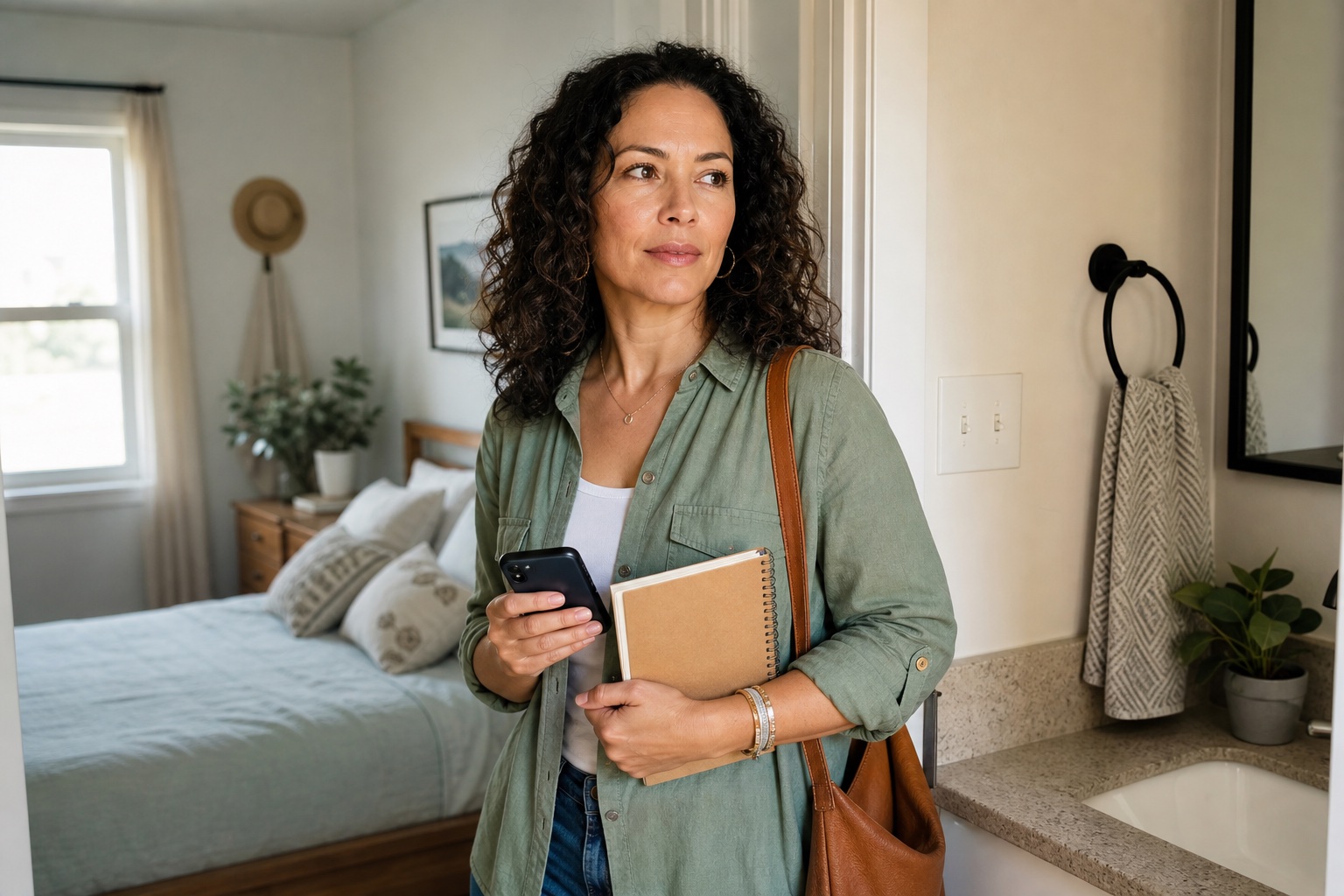 Woman preparing notes for a healthcare appointment about perimenopause heavy periods