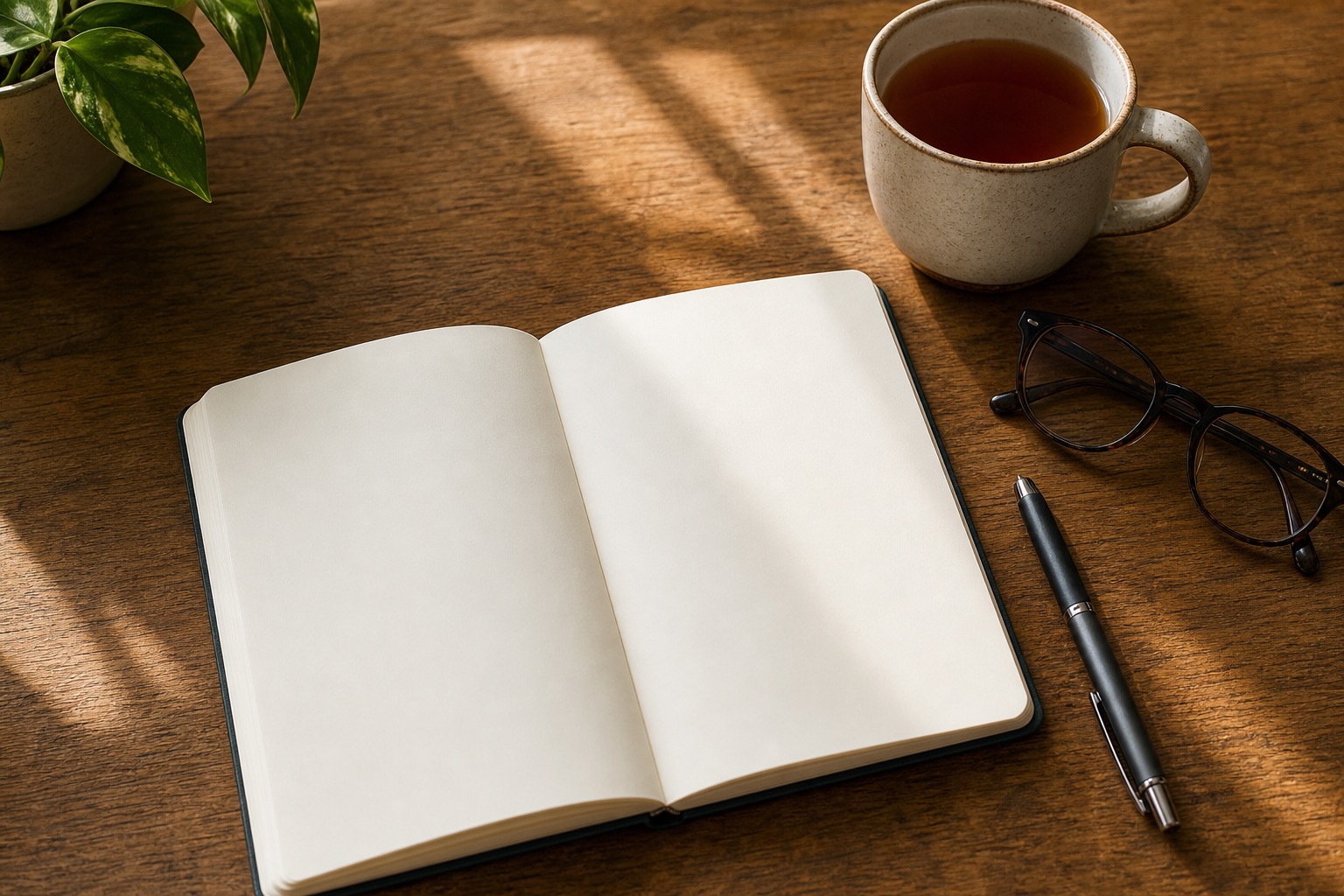 Woman reviewing a symptom timeline and a short list of appointment questions beside a cup of tea