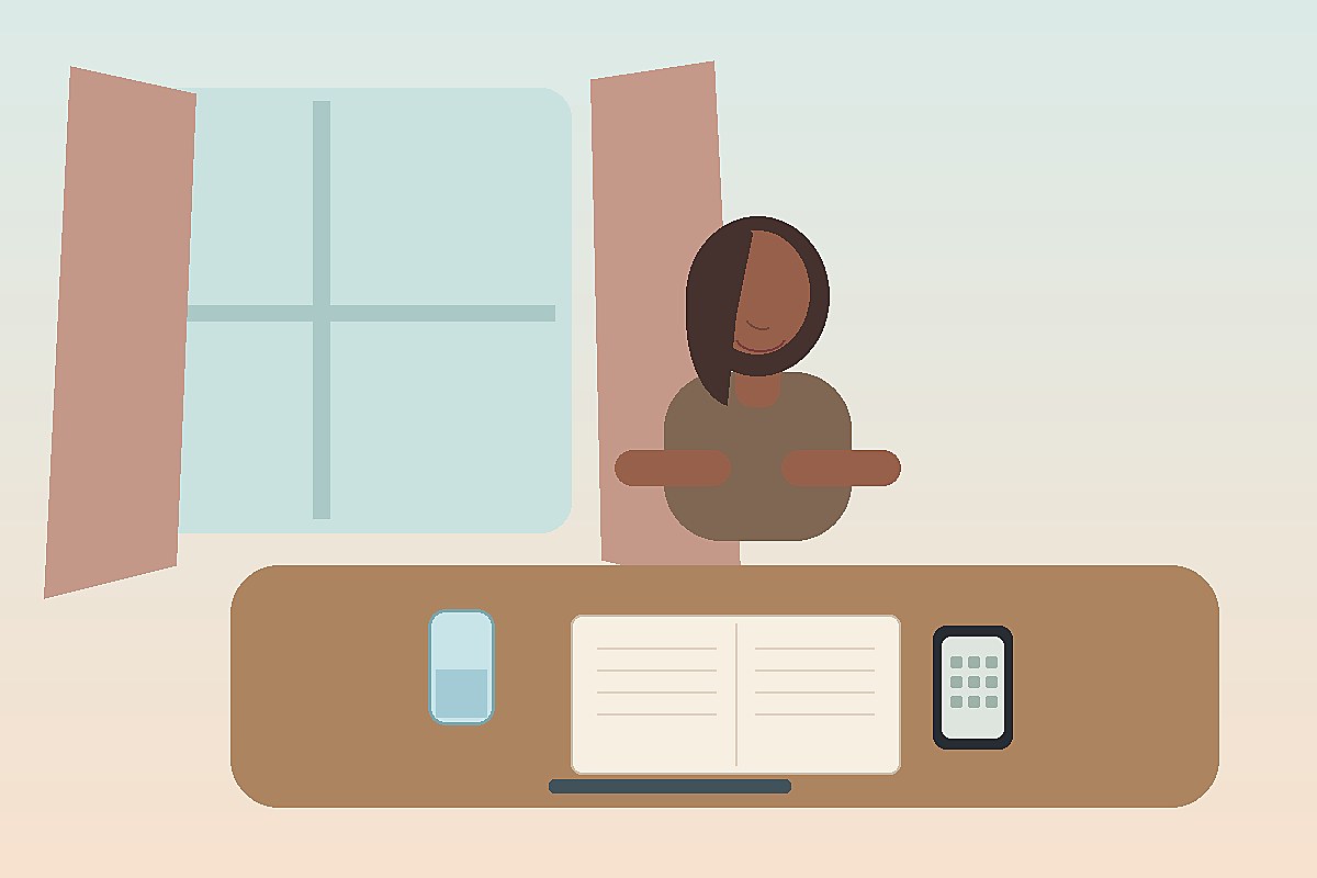 Woman near a bedroom window with a blank journal after tracking sleep, mood, and cycle symptoms during perimenopause