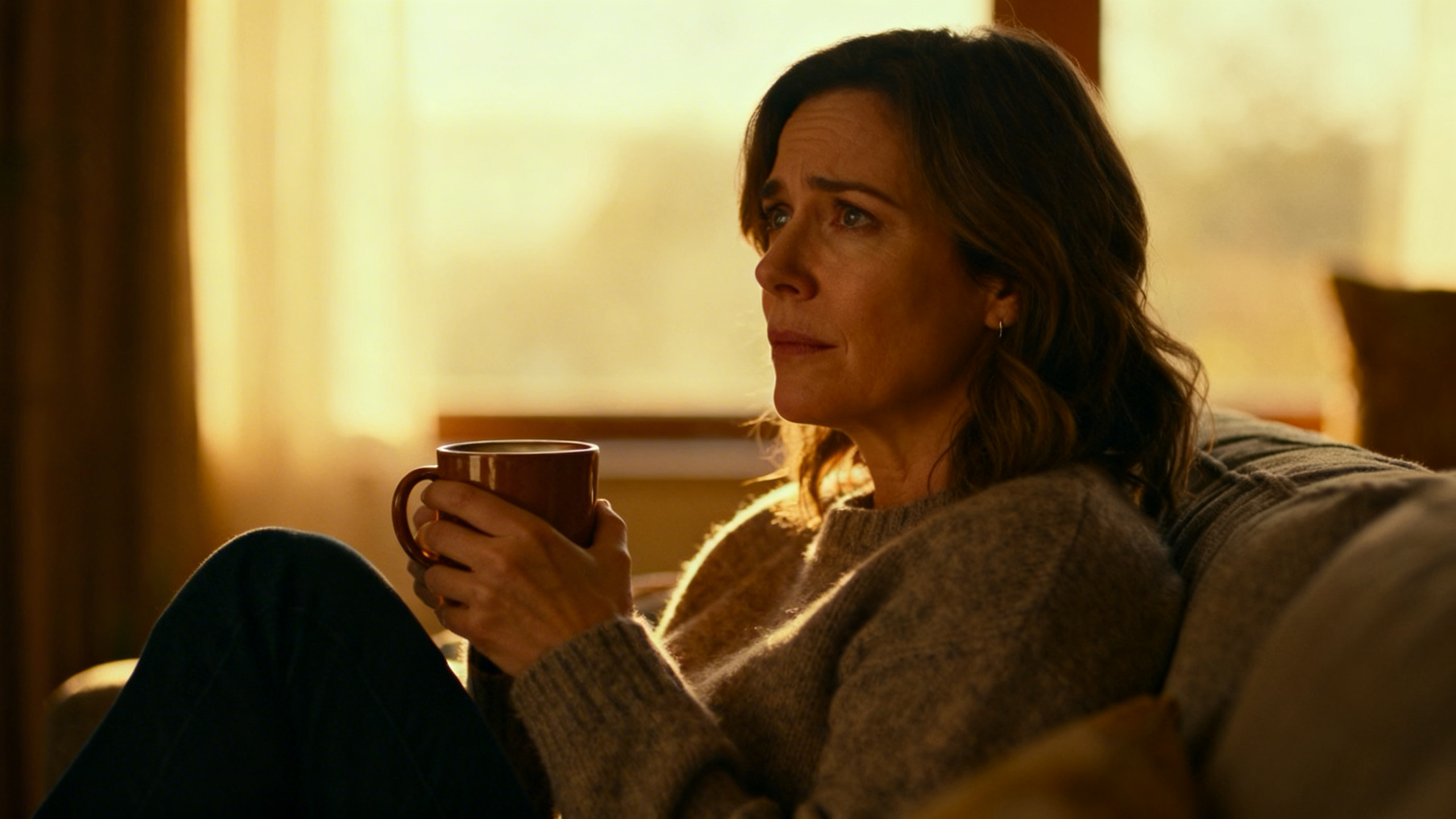 Woman relaxing on the couch with coffee